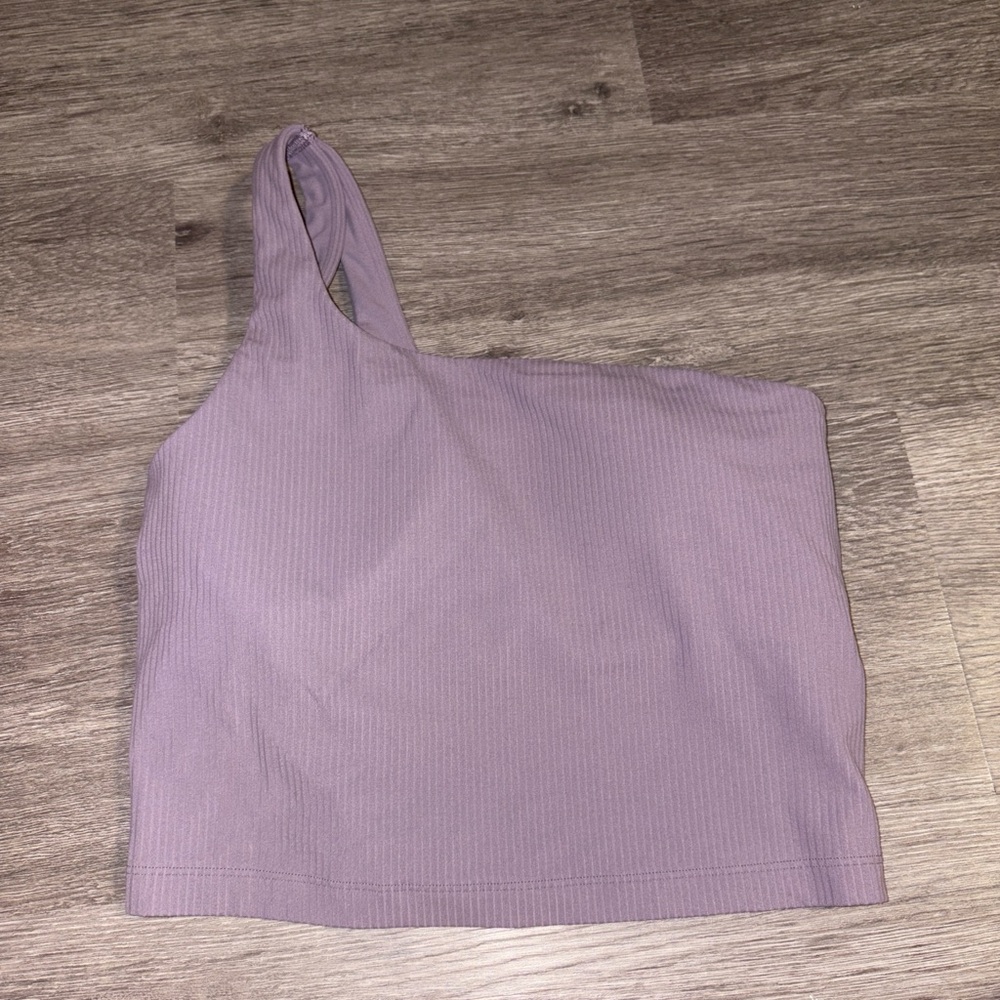 One-Shoulder Purple Lululemon Ribbed Cropped Top